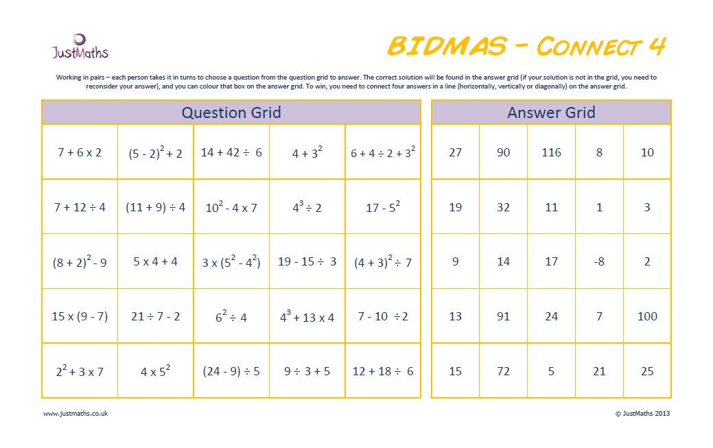 bidmas-worksheet-justmaths-online